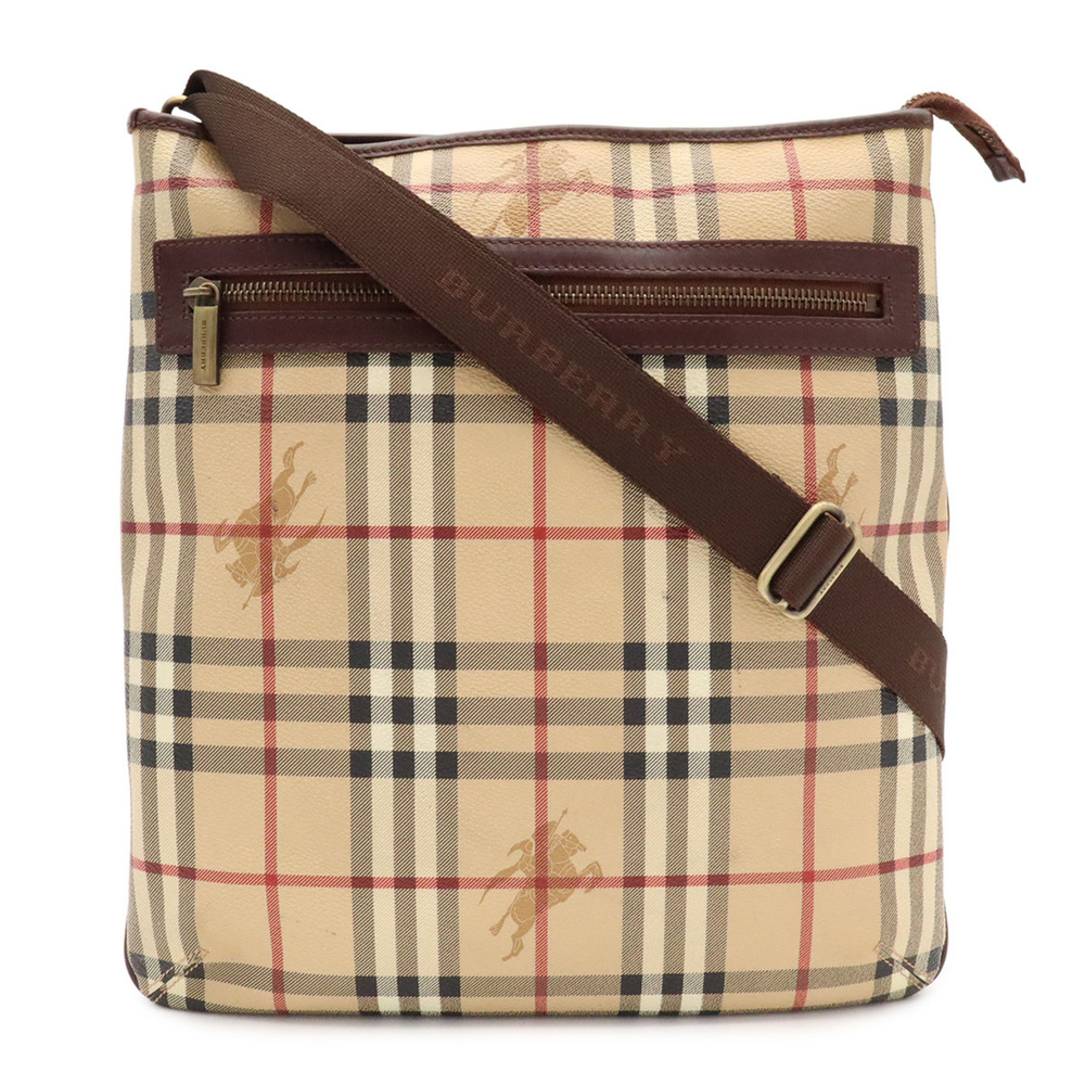 BURBERRY Nova Check shoulder bag, leather, beige/dark brown.